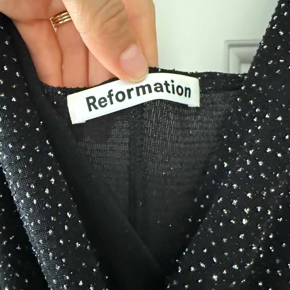 Reformation Hari Dress - Black Glitter View 5